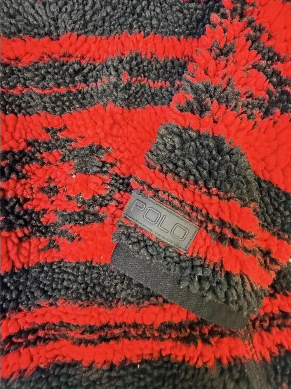 Polo Ralph Lauren Kids Red & Black Aztec Pattern Sherpa Fleece Jacket